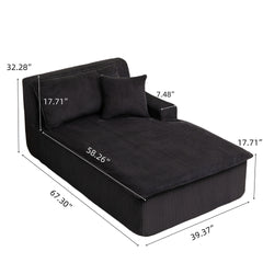 Left Armrest Chaise Lounge Chair Upholstered Sofa Bed No Assembly Required,Oversized Sleeper Chair in Box for Living Room, Movie Room, Bedroom (Single)
