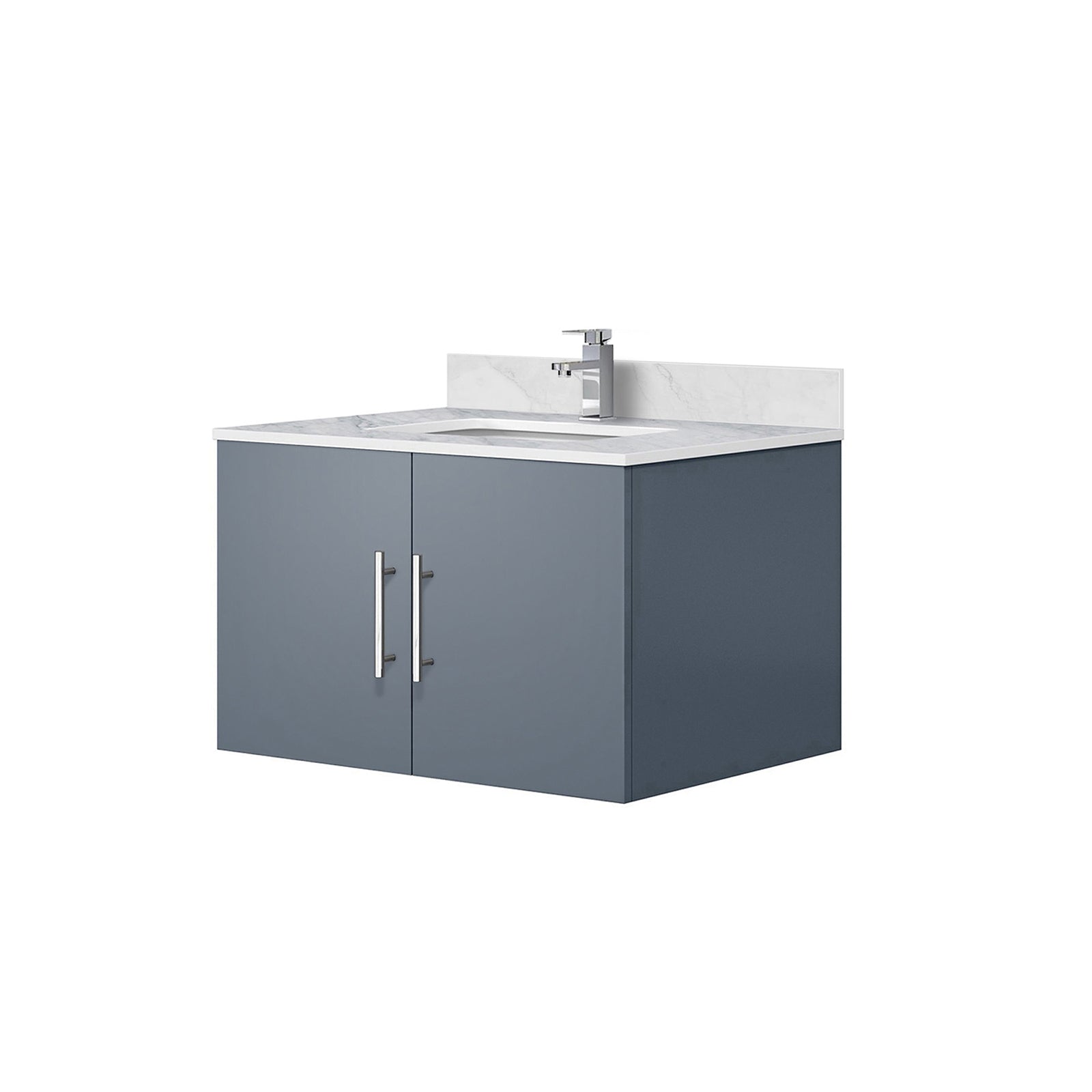 Dark Grey Bath Vanity 30 in. W x 22 in. D, Carrara Marble Top, and Faucet Set