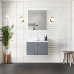 Dark Grey Bath Vanity 30 in. W x 22 in. D, Carrara Marble Top, and Faucet Set