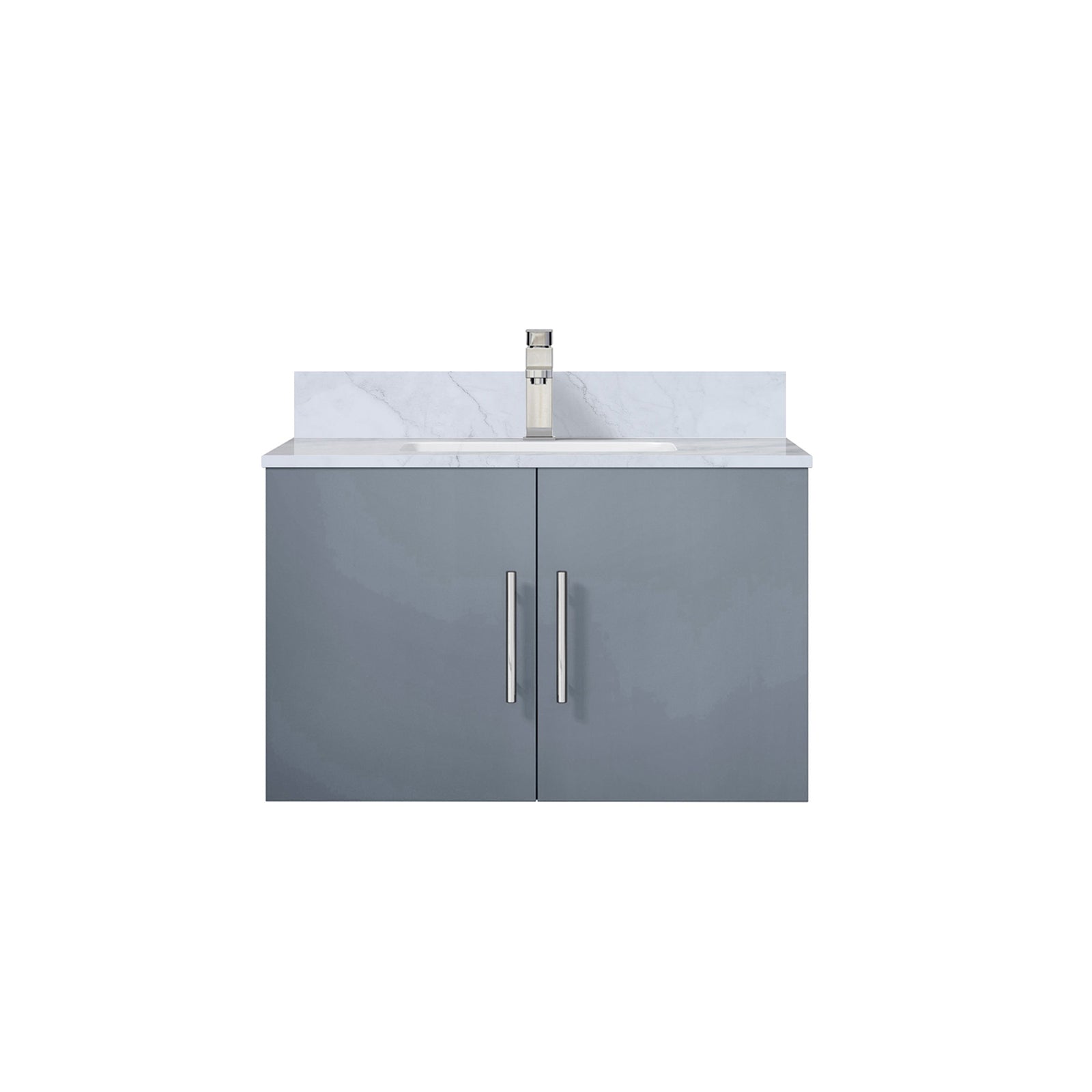 Dark Grey Bath Vanity 30 in. W x 22 in. D, Carrara Marble Top, and Faucet Set