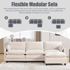 UNITED WE WIN  Oversized Modular Sectional Sofa with Movable Ottoman, 102 Inch 4 Seat Modern Corduroy Sofa Set, Convertible L Shaped Couch for Living Room and Office
