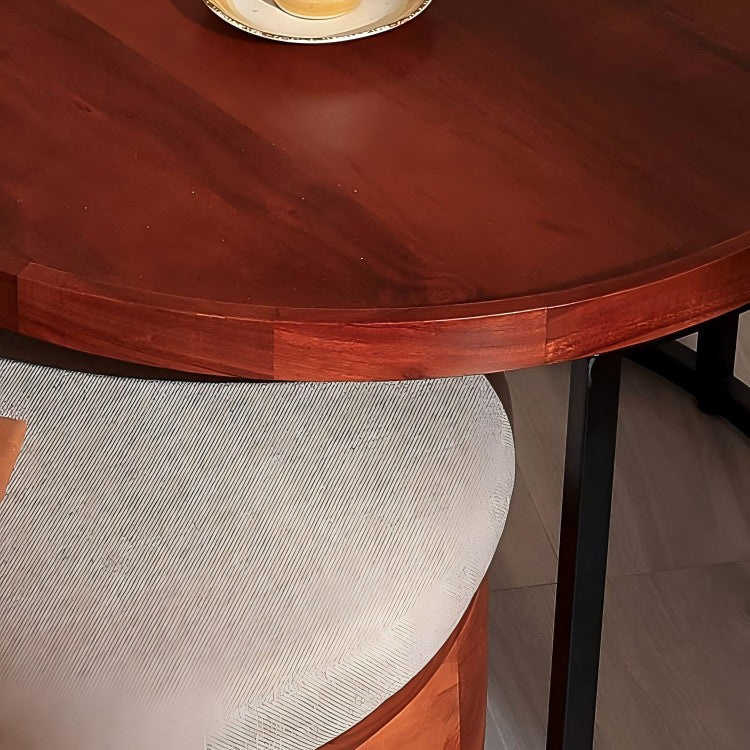Wooden Table with Metal Stand And Nesting Drum, 27.5X27.5X18"