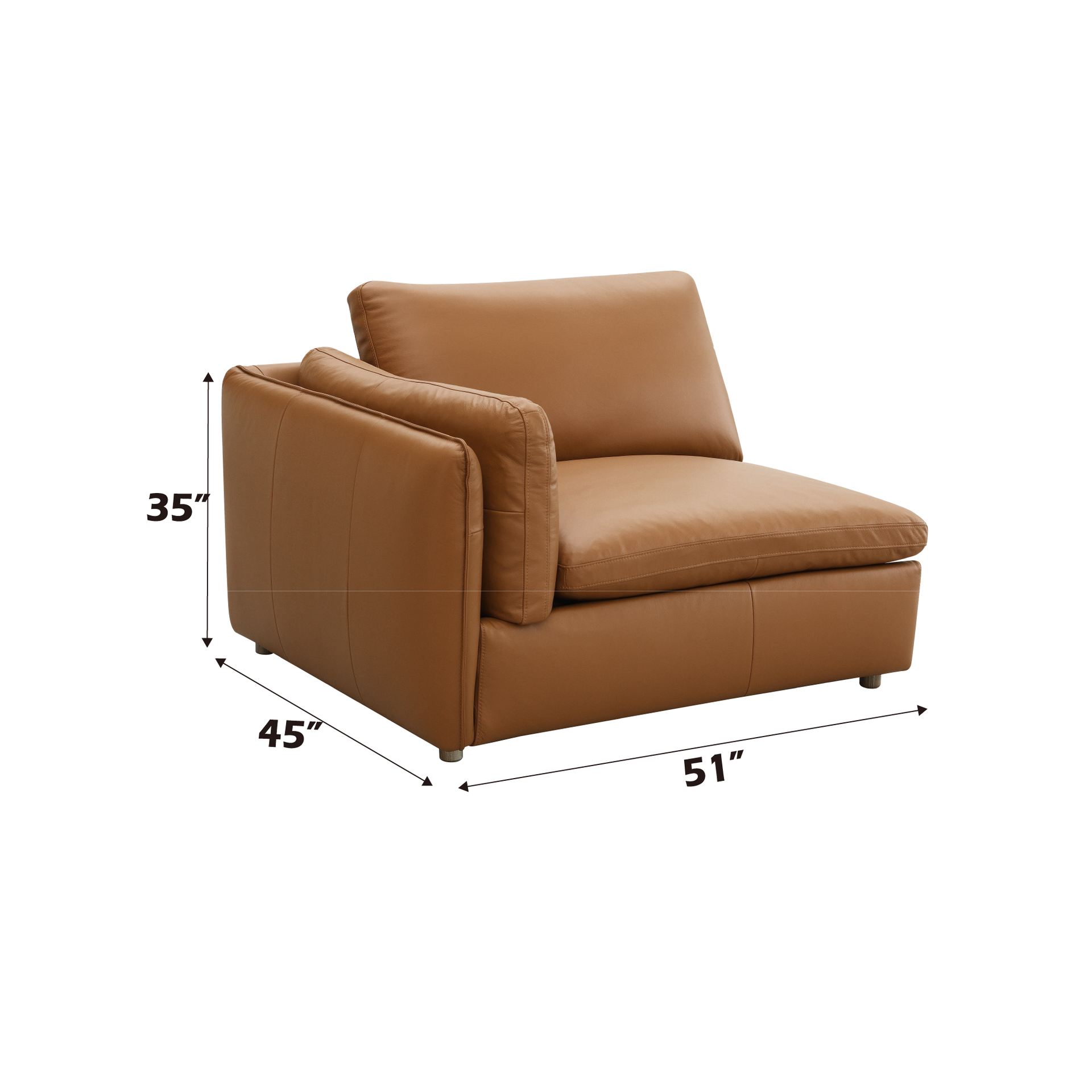 Brighton Brown Top Grain Leather 3 Pieces Modular Sectional
