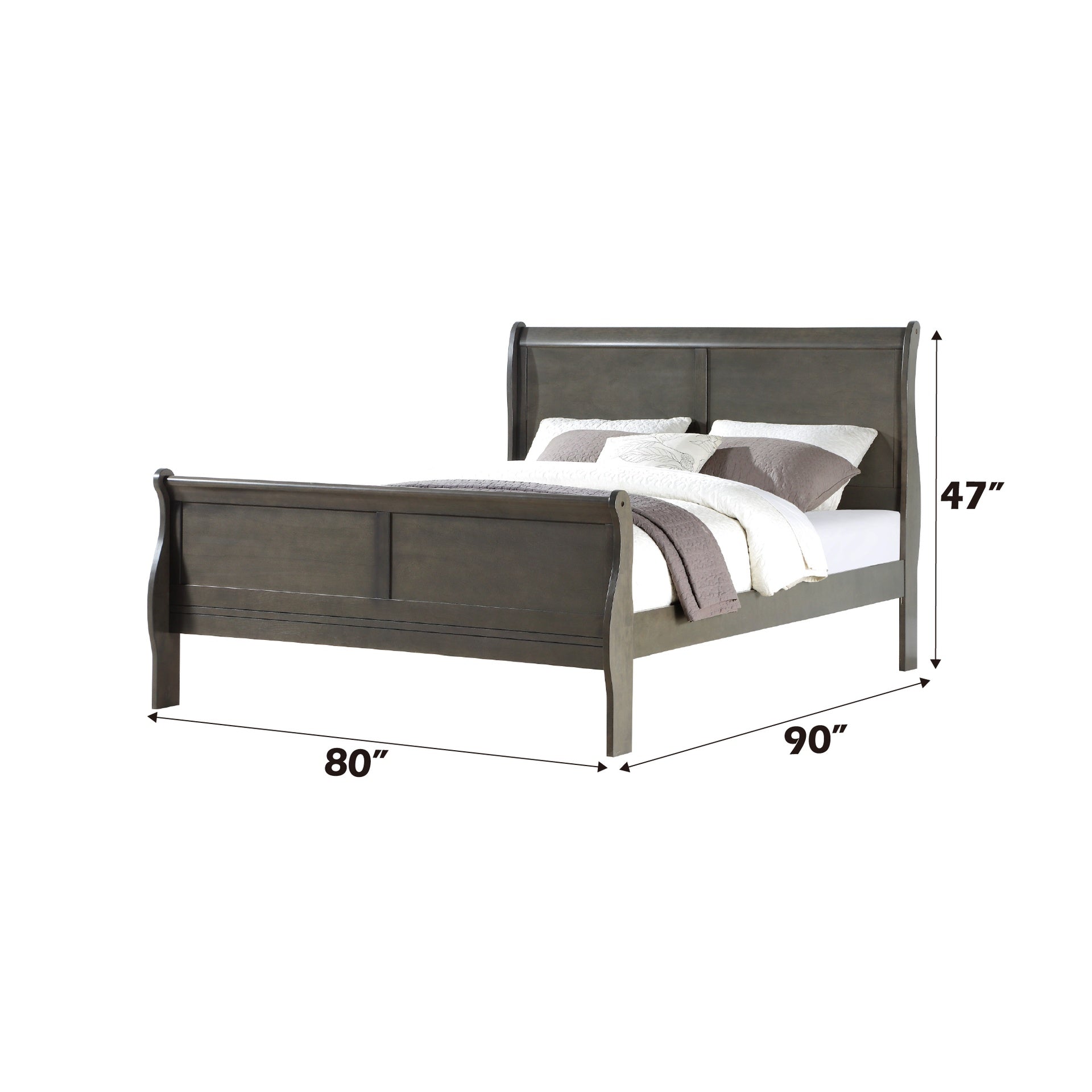 Louis Philippe Dark Gray Finish E. King Bed