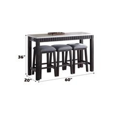 Necalli Marble Top & Weathered Espresso Finish 4PC Pack Counter Height Table Set