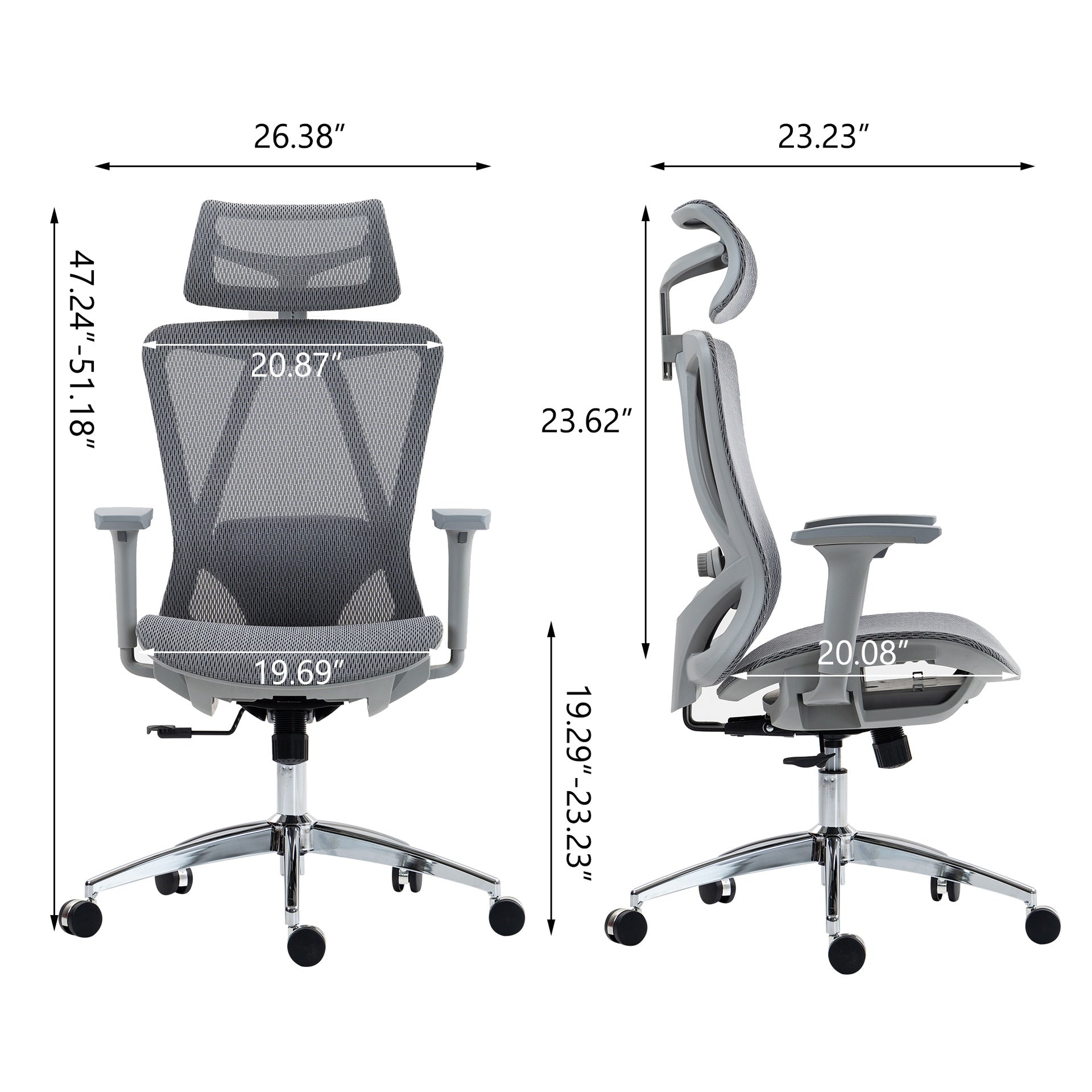 High Back Mesh Office Chair:8360HW-GR