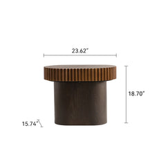 Set of 2 Fluted Oval Coffee Table - Solid Wood & MDF Nesting Coffee Table Set (35.43"/23.62"), Mid-Century Modern Wood Table for Living Room/Apartment