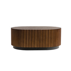Set of 2 Fluted Oval Coffee Table - Solid Wood & MDF Nesting Coffee Table Set (35.43"/23.62"), Mid-Century Modern Wood Table for Living Room/Apartment