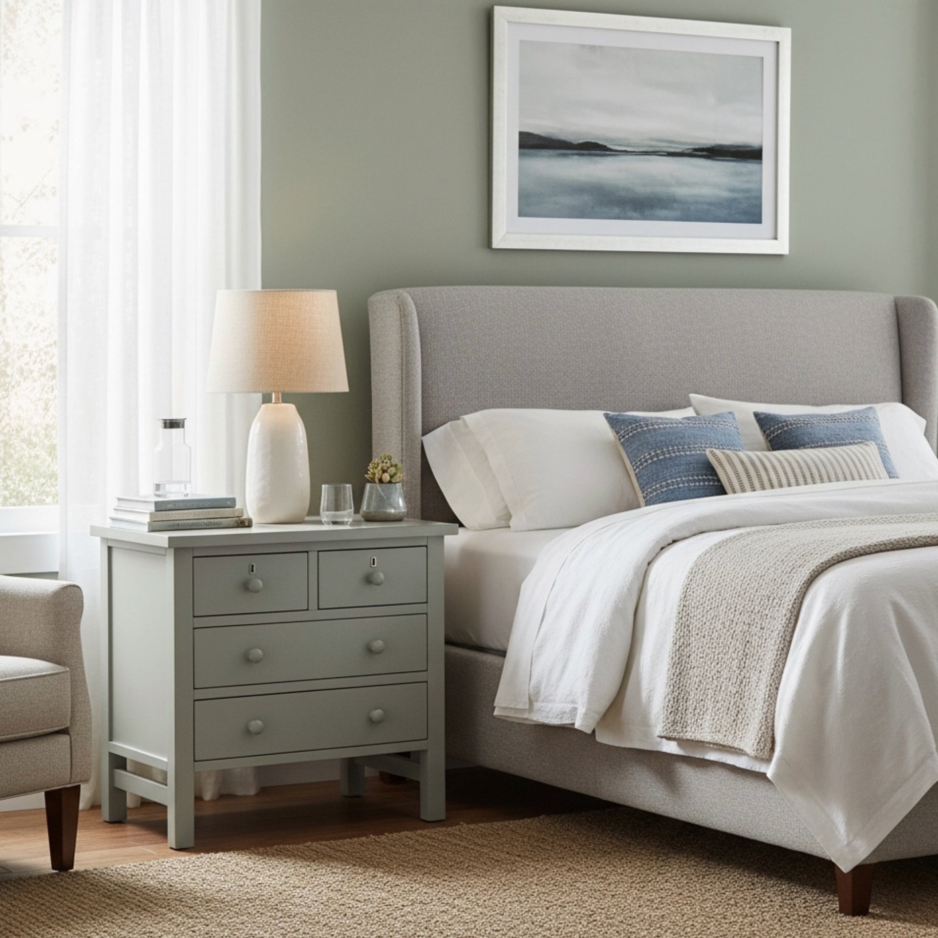 Georgina 4-drawer Storage Nightstand - Antique Gray