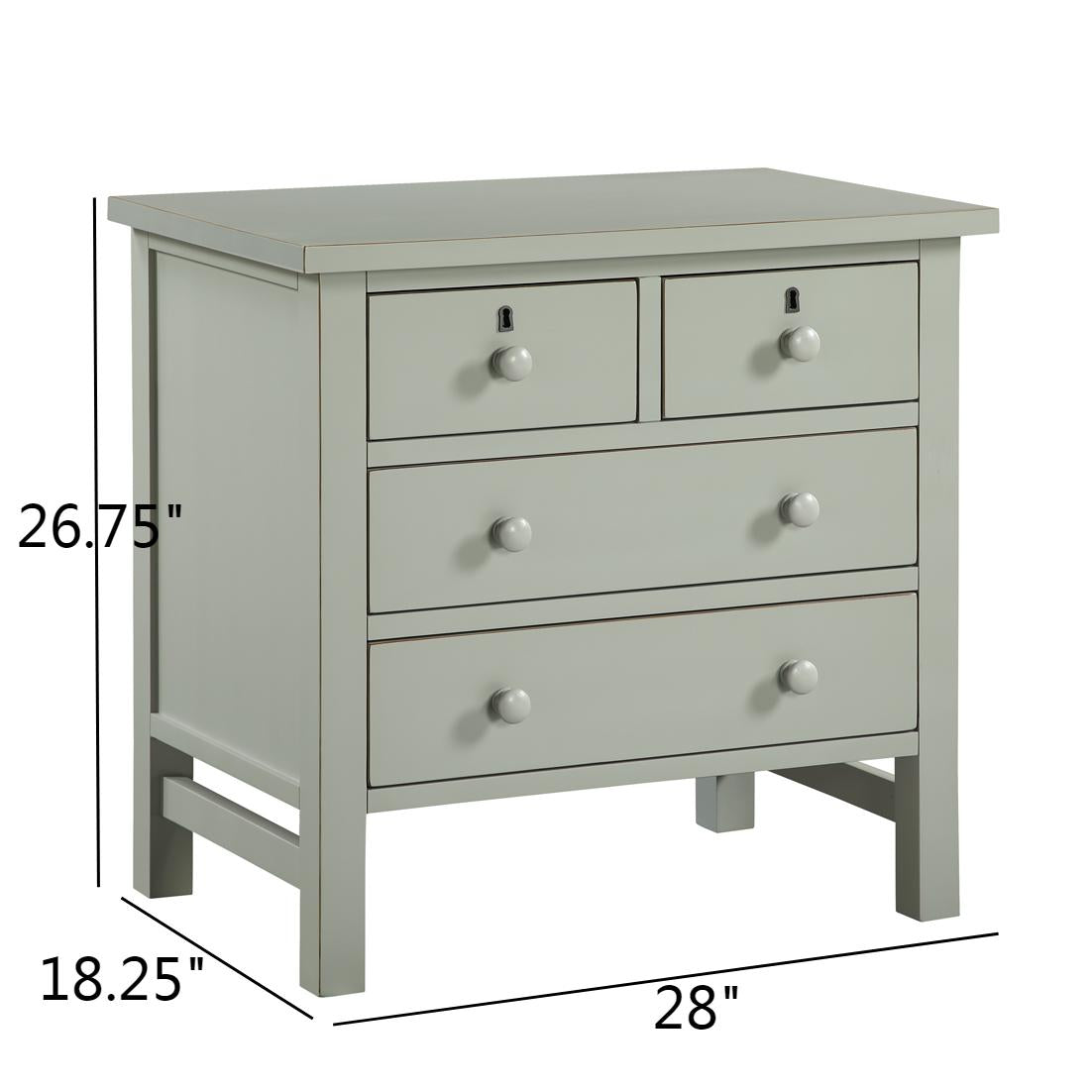 Georgina 4-drawer Storage Nightstand - Antique Gray