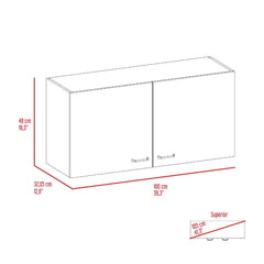 Napoles Wall Cabinet, Two Shelves, Double Door -White / Light Oak