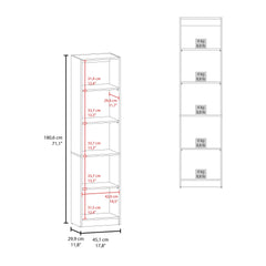 Home Slim 5 Shelves Narrow Bookcase With Open Shelves, Stained Walnut