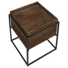 Ondrej Dark Brown Square Accent Side Table Removable Tray