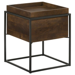 Ondrej Dark Brown Square Accent Side Table Removable Tray