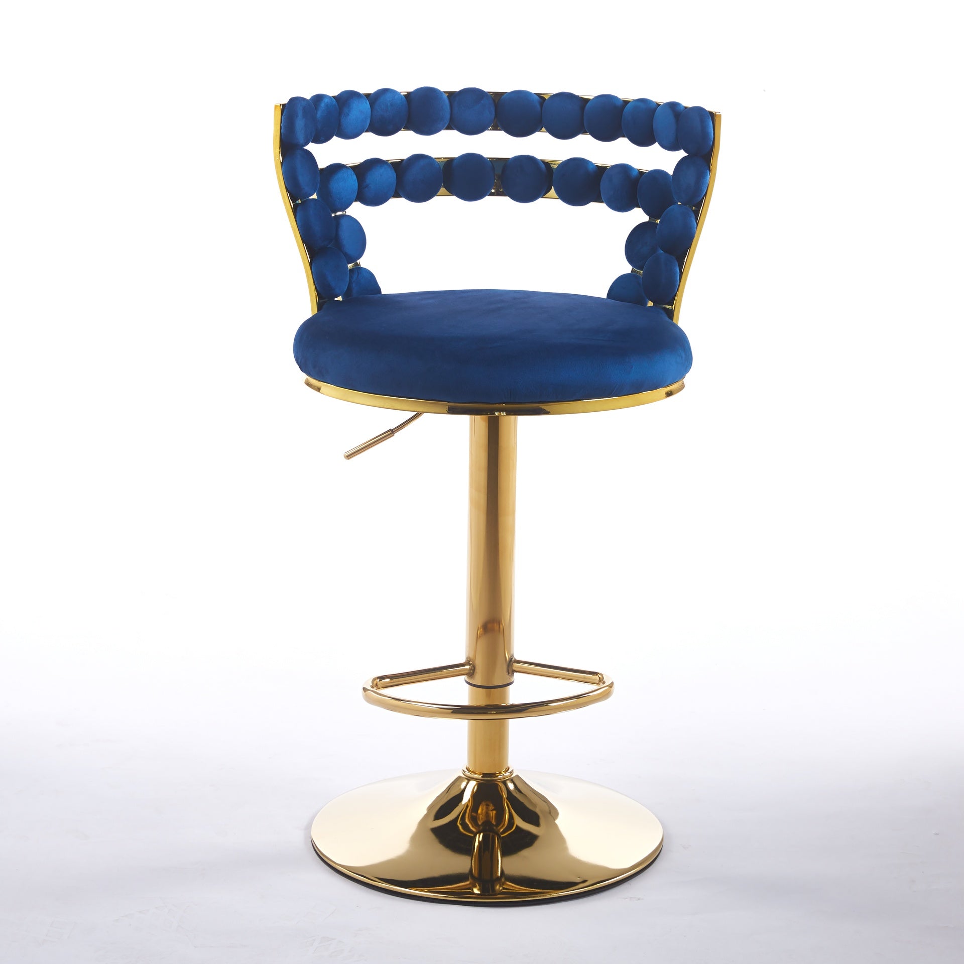 Modern Gold Bar Table Set with 2 Adjustable Bar Stools, Round Marble-Patterned Pub Table for Home Bar & Kitchen