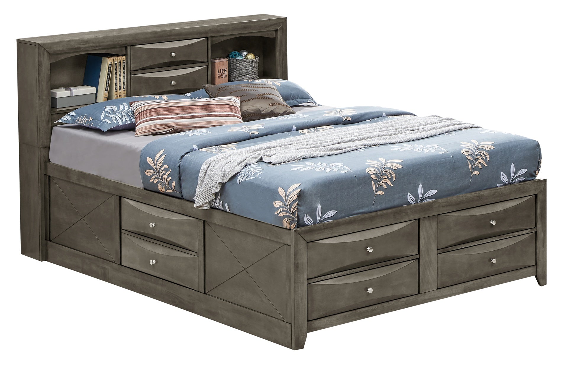 Sophisticated Gray King Storage Bed