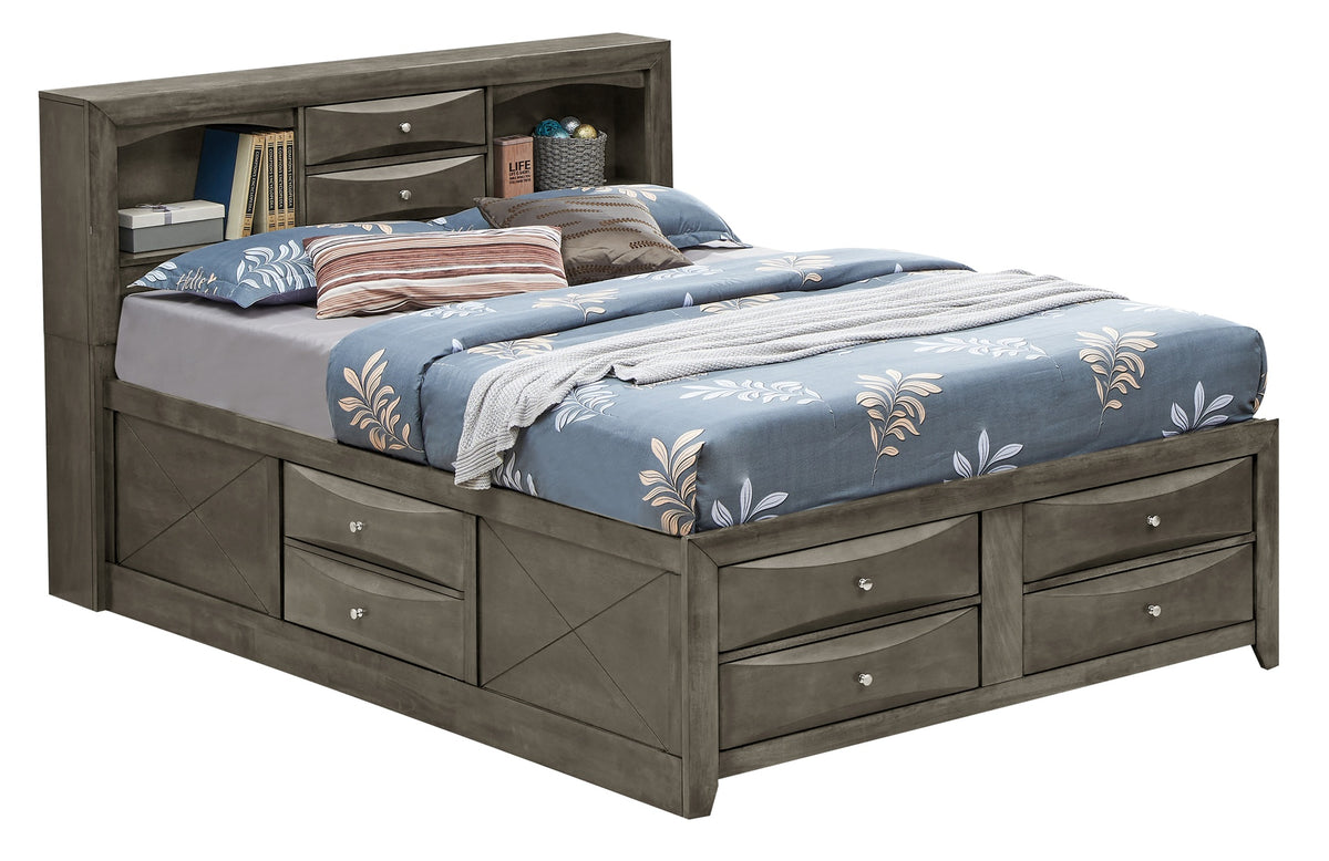 Sophisticated Gray King Storage Bed