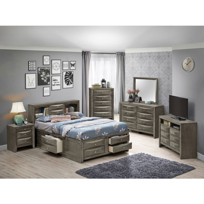 Sophisticated Gray King Storage Bed