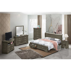 Elegant King Storage Bed In Gray Finish