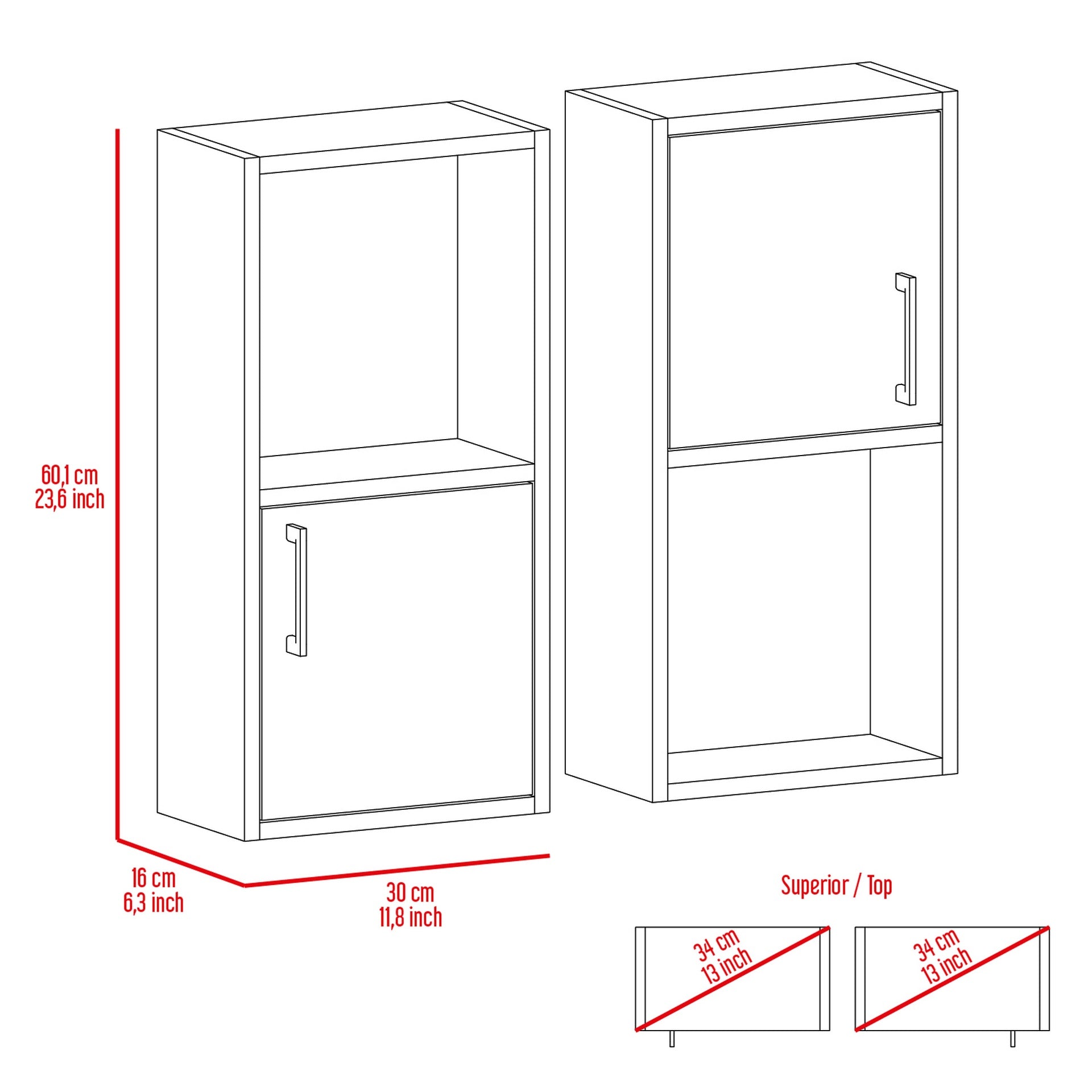 Oba 2-Pc Wall-Mounted Bathroom Medicine Cabinet with Open and Closed Storage