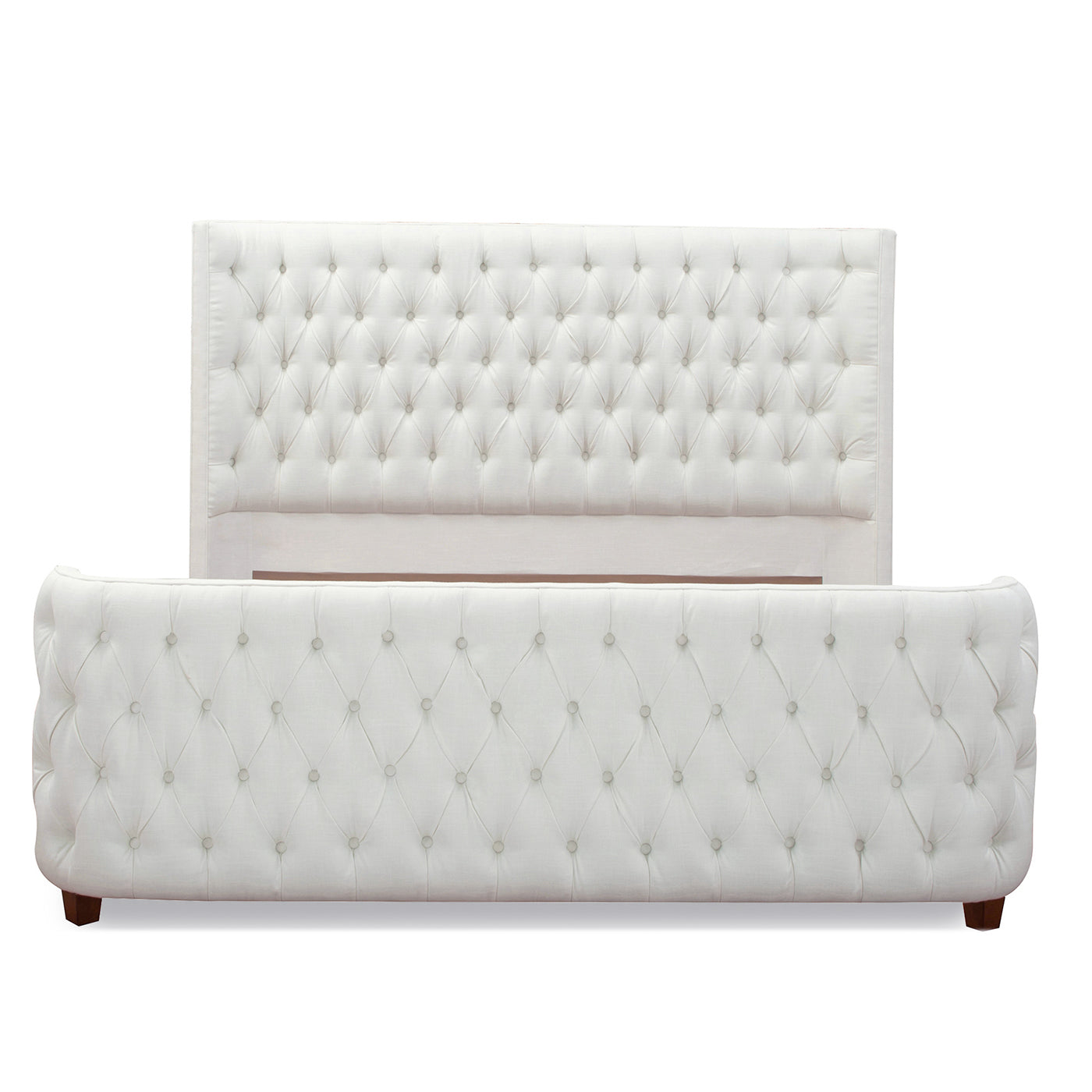 Brooklyn King Tufted Panel Bed Headboard and Footboard Set, Antique White Polyester
