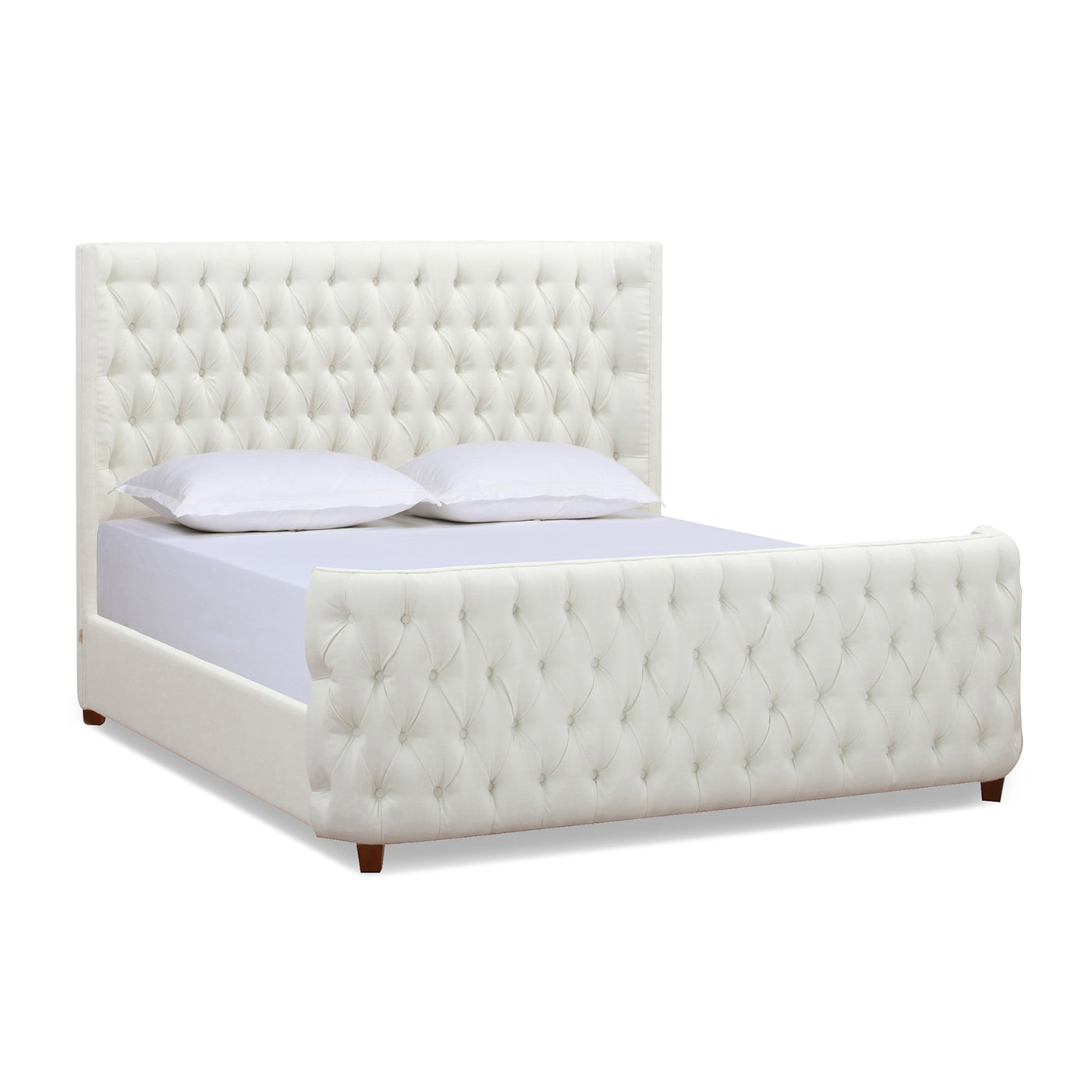 Brooklyn King Tufted Panel Bed Headboard and Footboard Set, Antique White Polyester