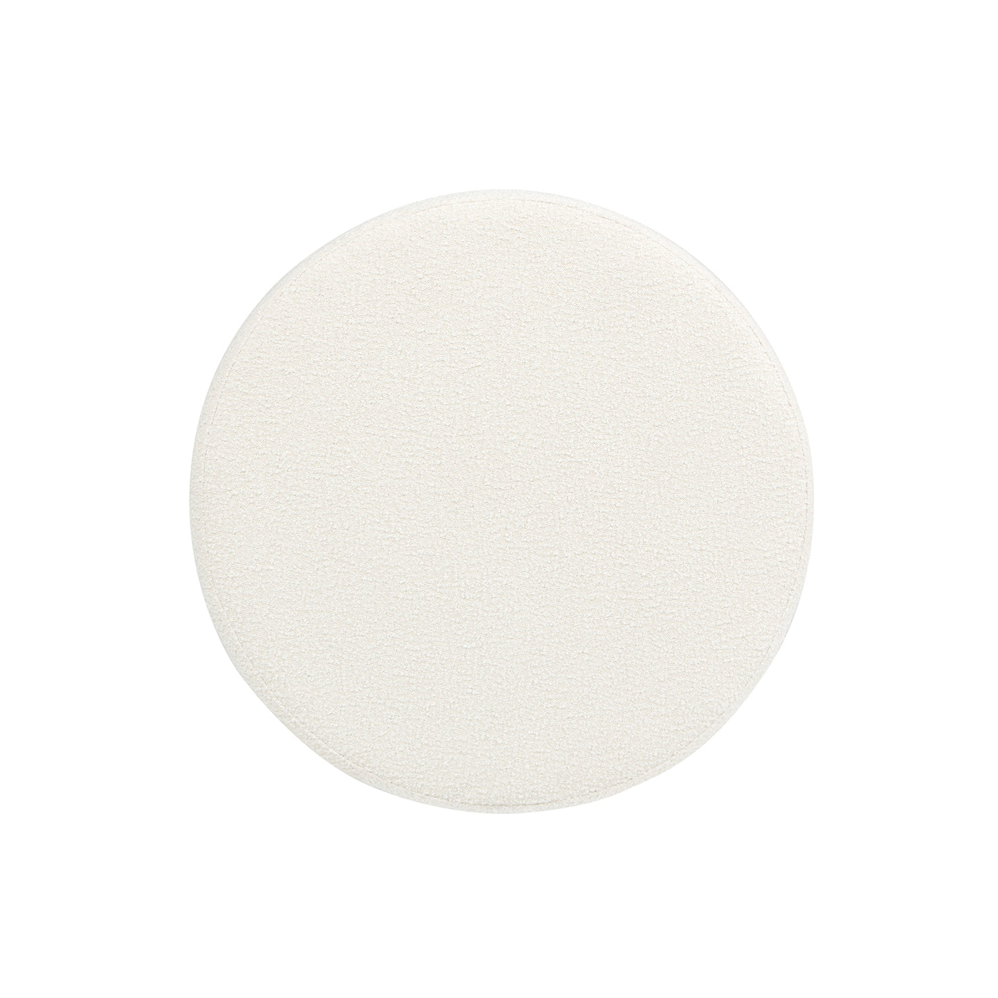 Fuji 36" Round Upholstered Storage Cocktail Ottoman, Ivory White Boucle