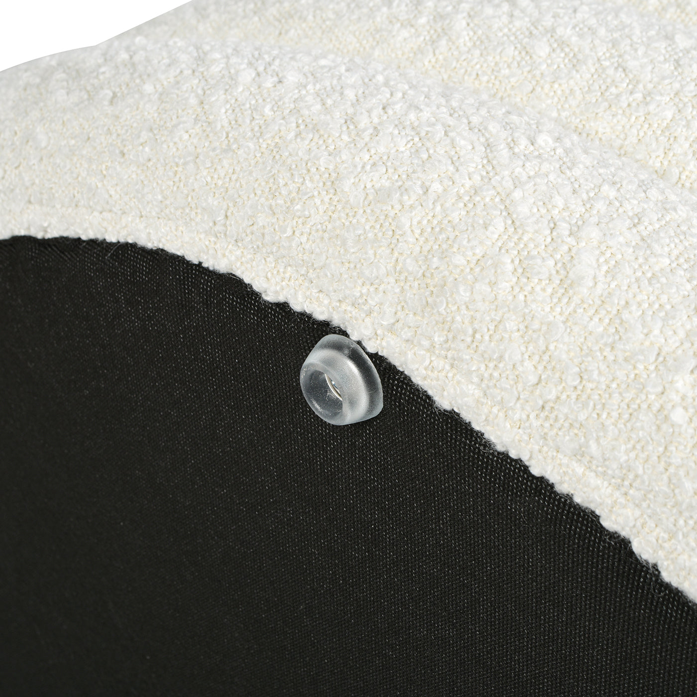 Fuji 36" Round Upholstered Storage Cocktail Ottoman, Ivory White Boucle