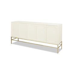 Gemini 79" Sideboard Storage Buffet, White Lacquer Birchwood