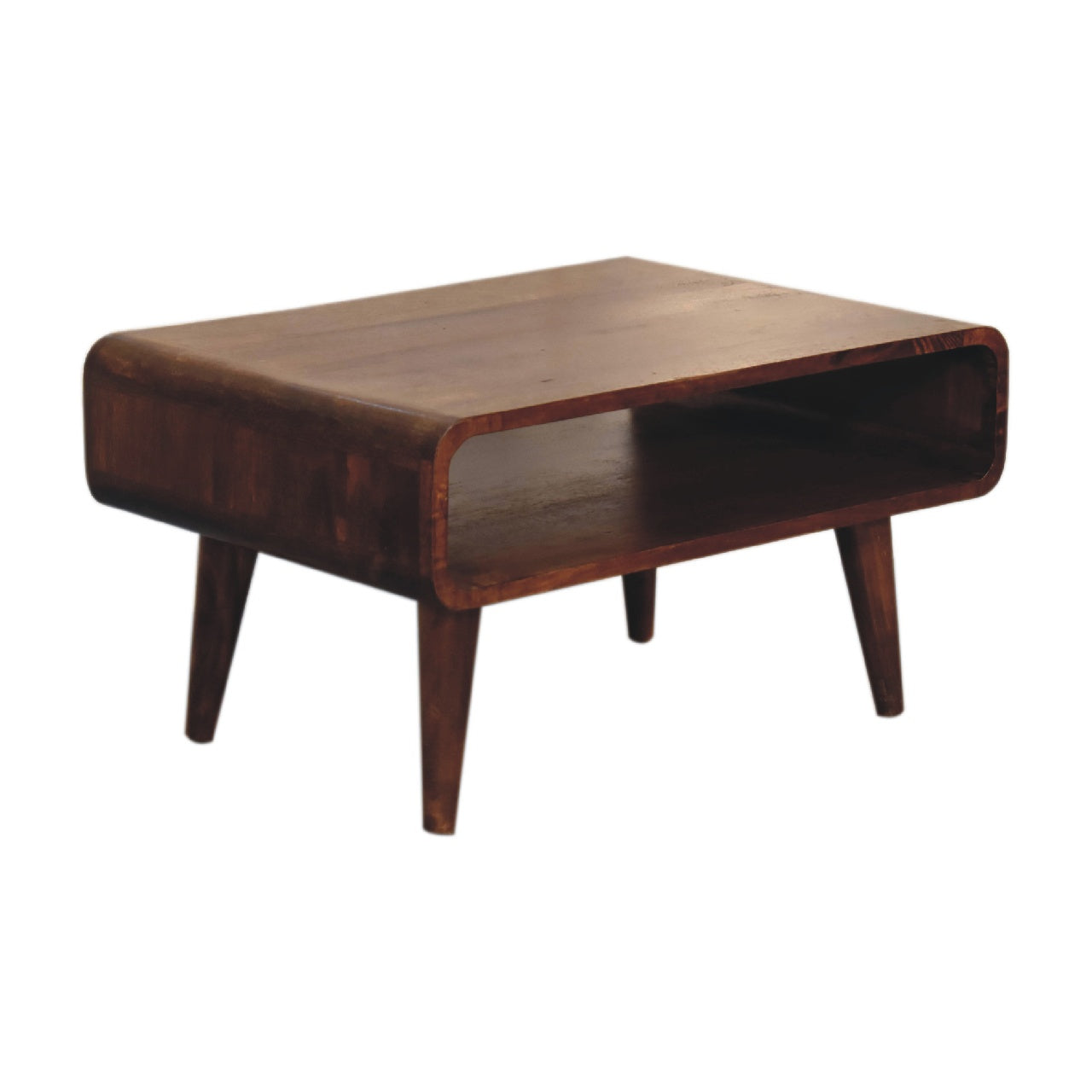 Solid Wood Media Unit, Open Slot, Chestnut, Dark Brown