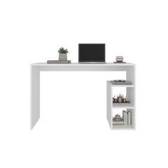 Solid Wide Writing Desk with 3 side Open Storage Shelves, Top Workspace, Freestanding Computer Desk for Home Office, Bedroom or Living Room