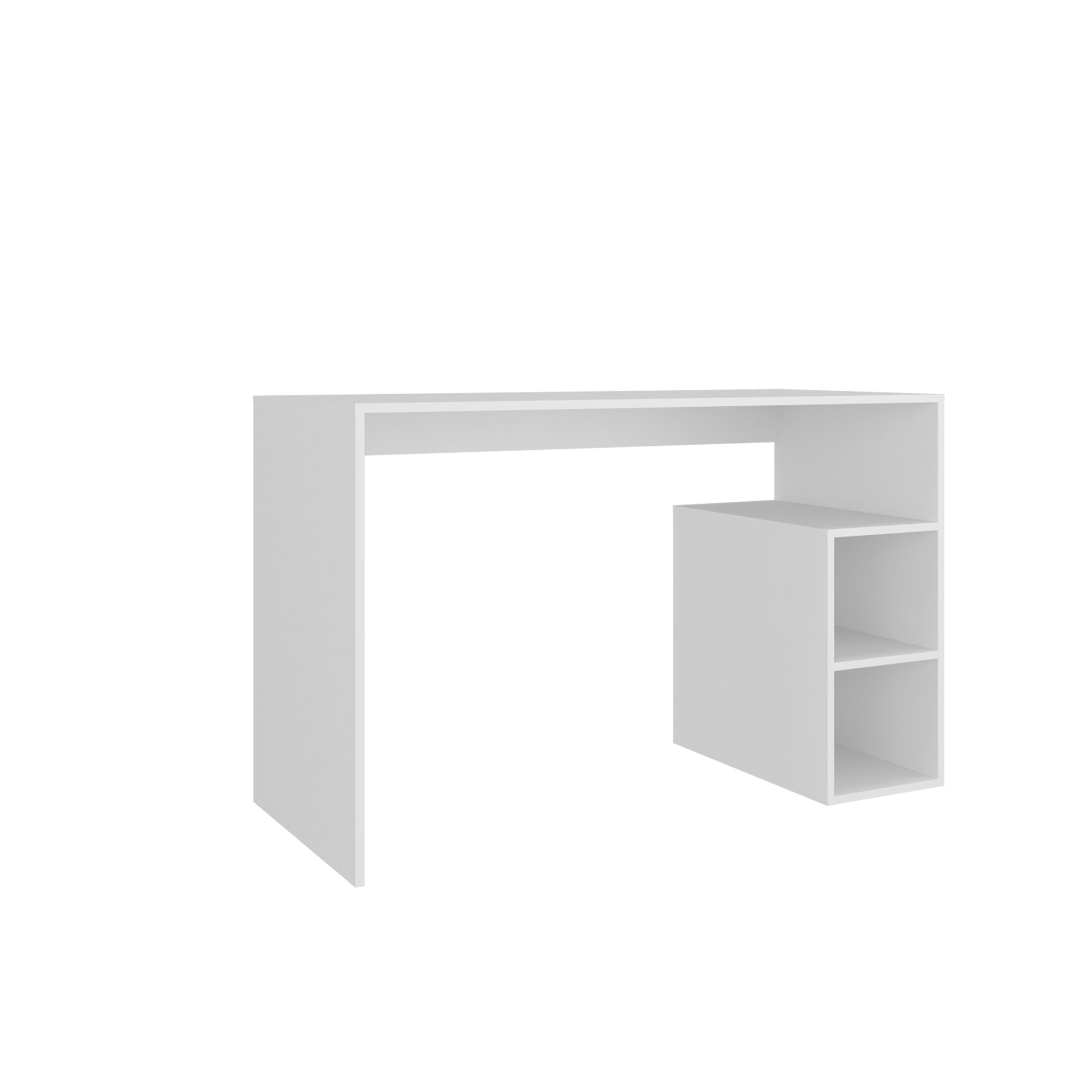 Solid Wide Writing Desk with 3 side Open Storage Shelves, Top Workspace, Freestanding Computer Desk for Home Office, Bedroom or Living Room