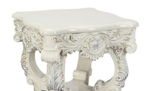 Adara Antique White Finish End Table