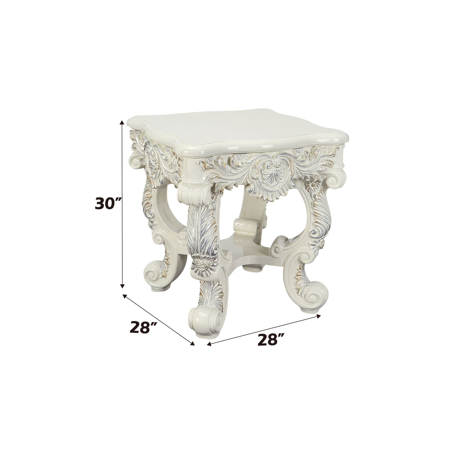 Adara Antique White Finish End Table