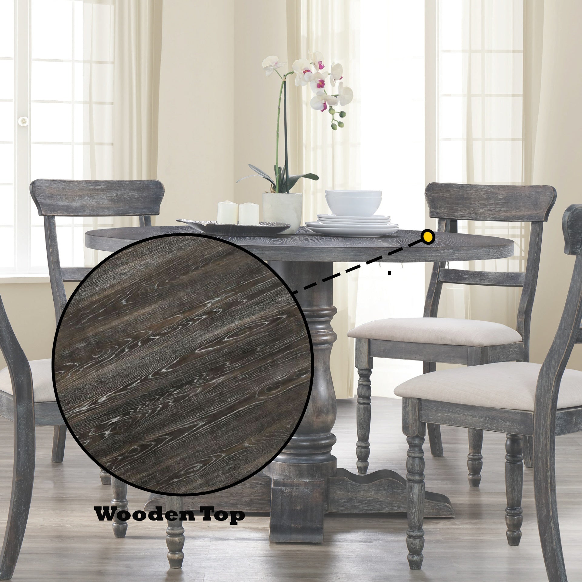 Leventis Weathered Gray Finish Dining Table