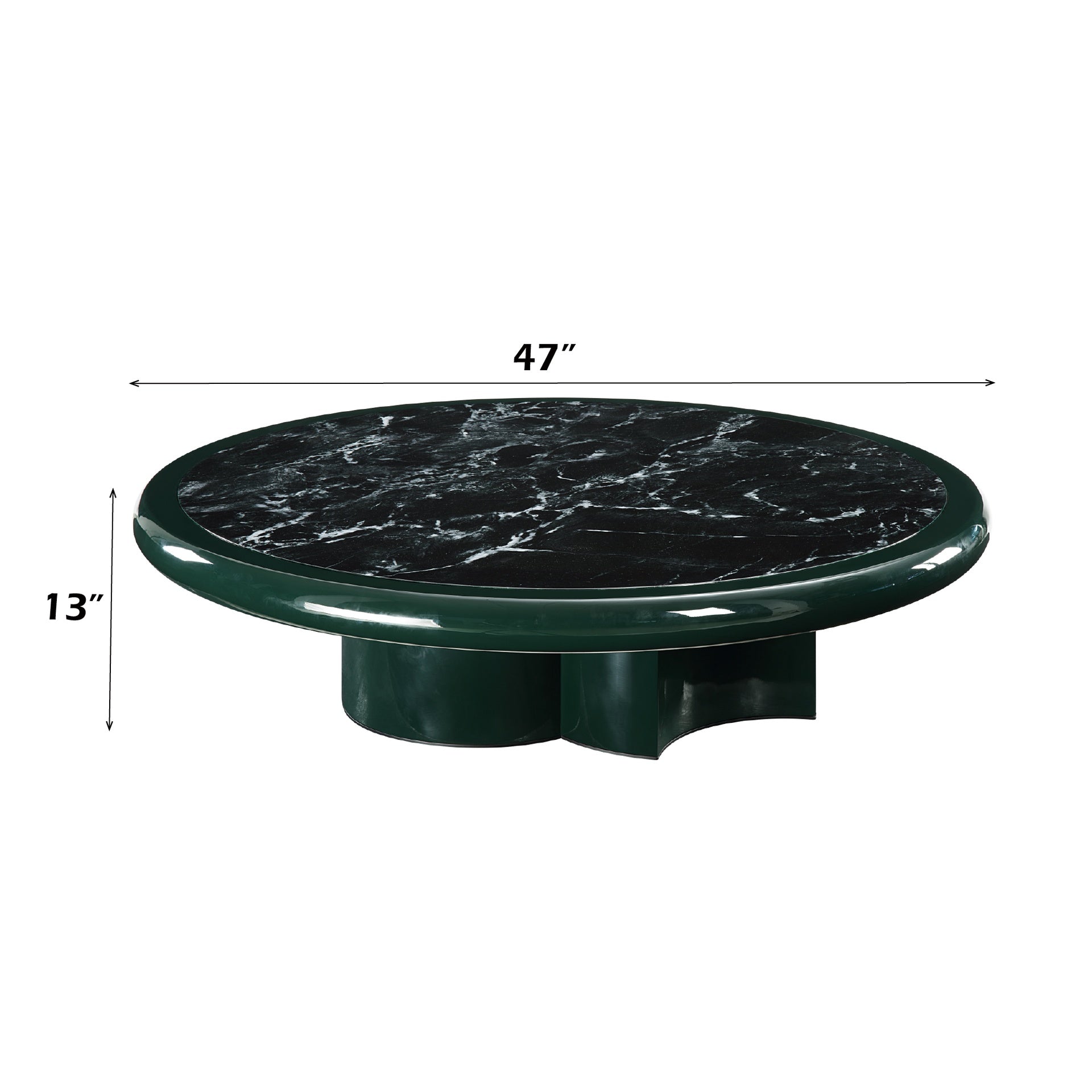 Ronald Marble Pattern Top, Dark Green Coffee Table