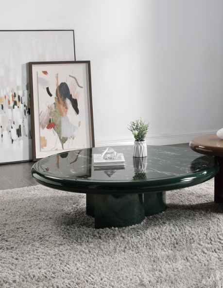 Ronald Marble Pattern Top, Dark Green Coffee Table