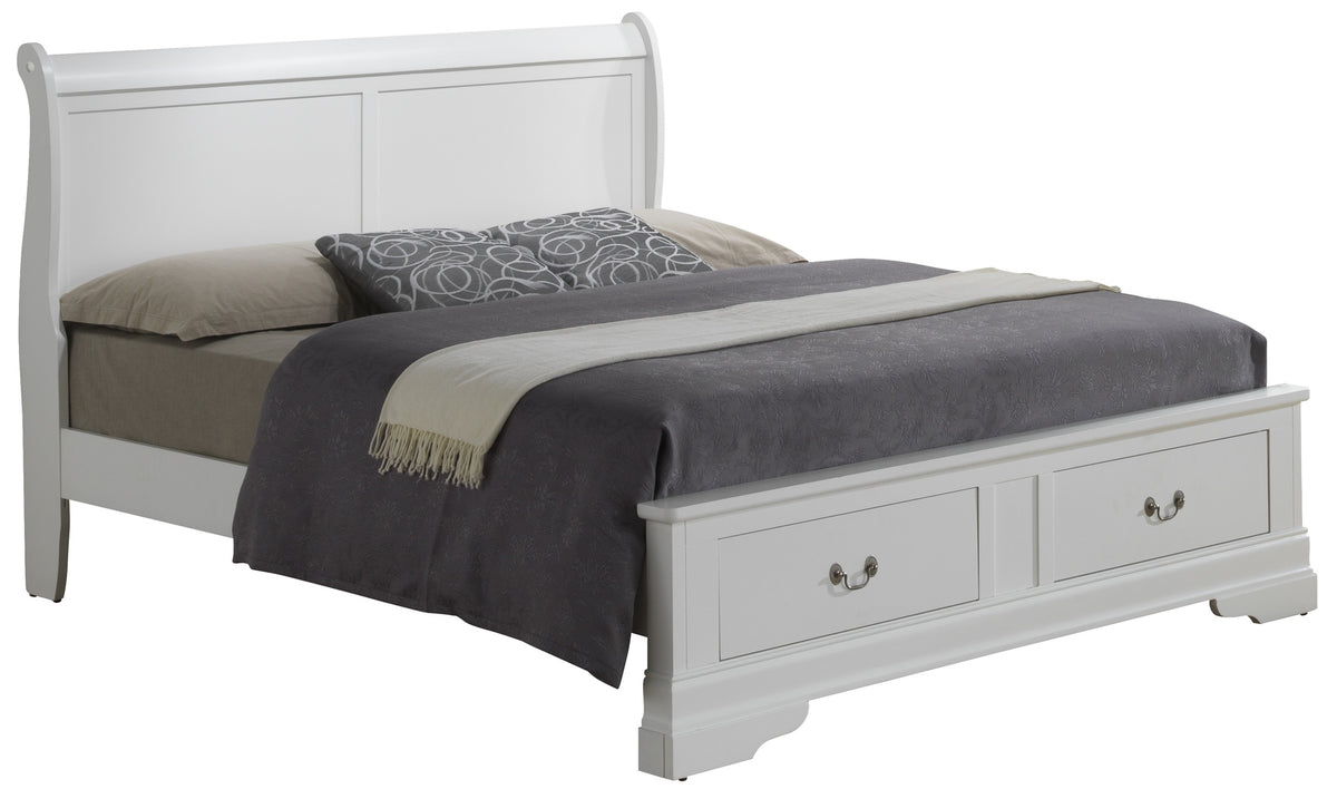 Elegant Full Bed With Storage In White