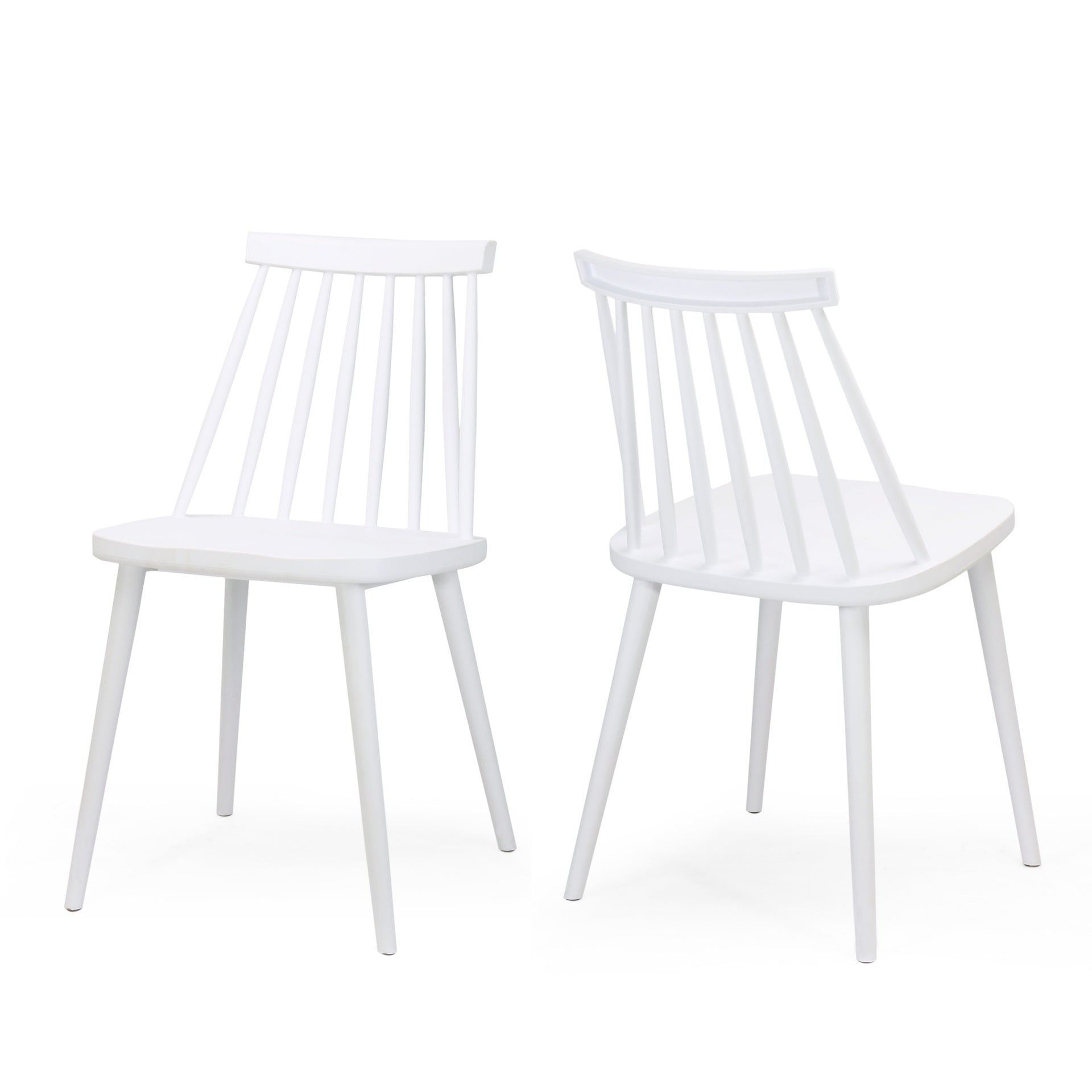 Farmhouse Spindle Back Dining Chairs, Set of 2, White