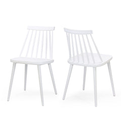 Farmhouse Spindle Back Dining Chairs, Set of 2, White