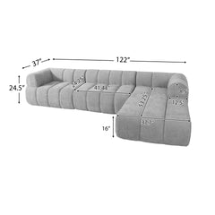 122" Modern L-Shaped Sectional Sofa with High-Density Fully Compressed Sponge and Chaise Lounge, 2-Piece Set, Fully Assembled Right Hand Facing, Perfect for Living Room, Lounge