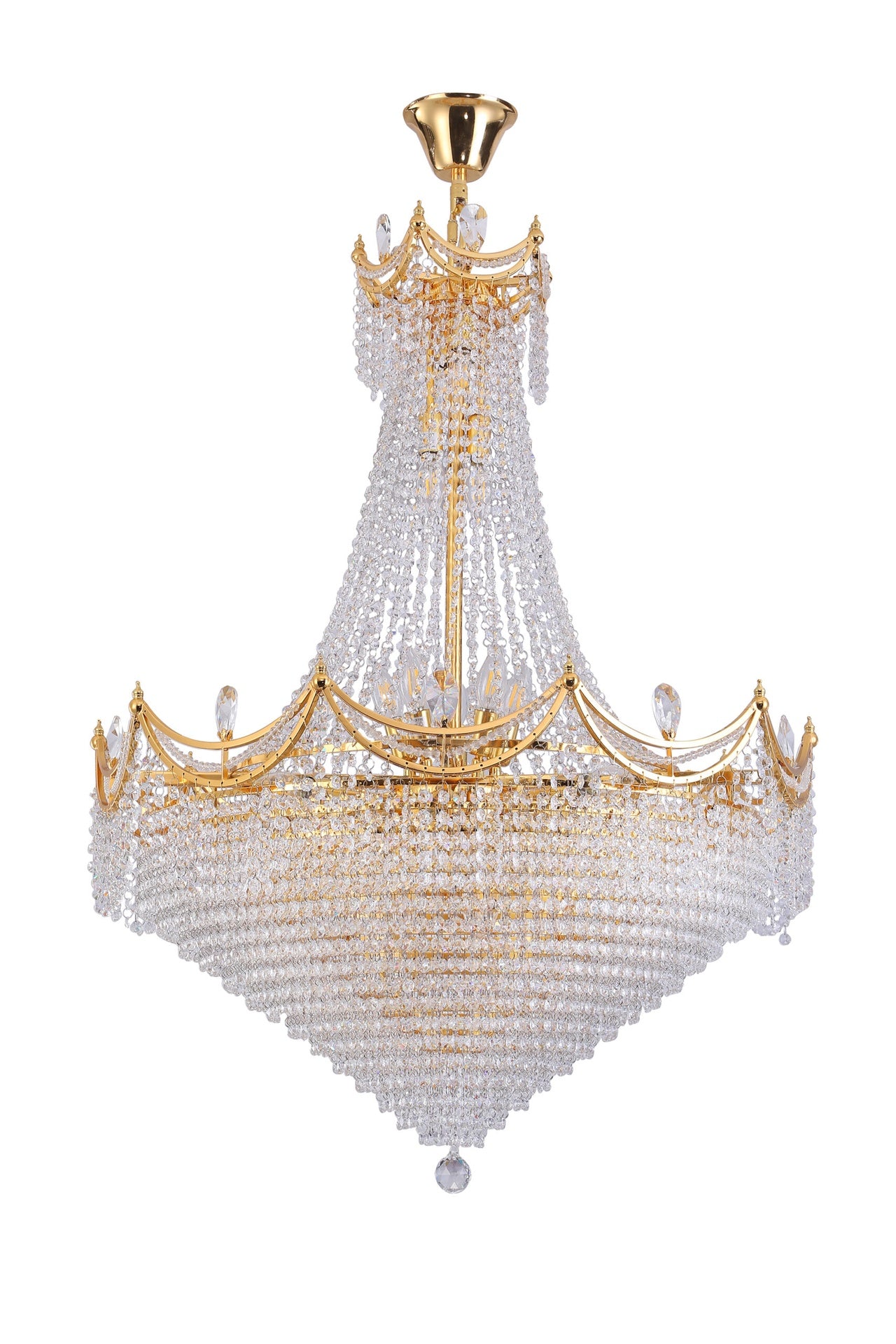 42" in Luxurious CZAR K9 Crystal Single Tier Chandelier 22-LED Bulbs Neo Classical Hardwired Ceiling Chandelier Lamp for Living Room, Hallway, Dining Room