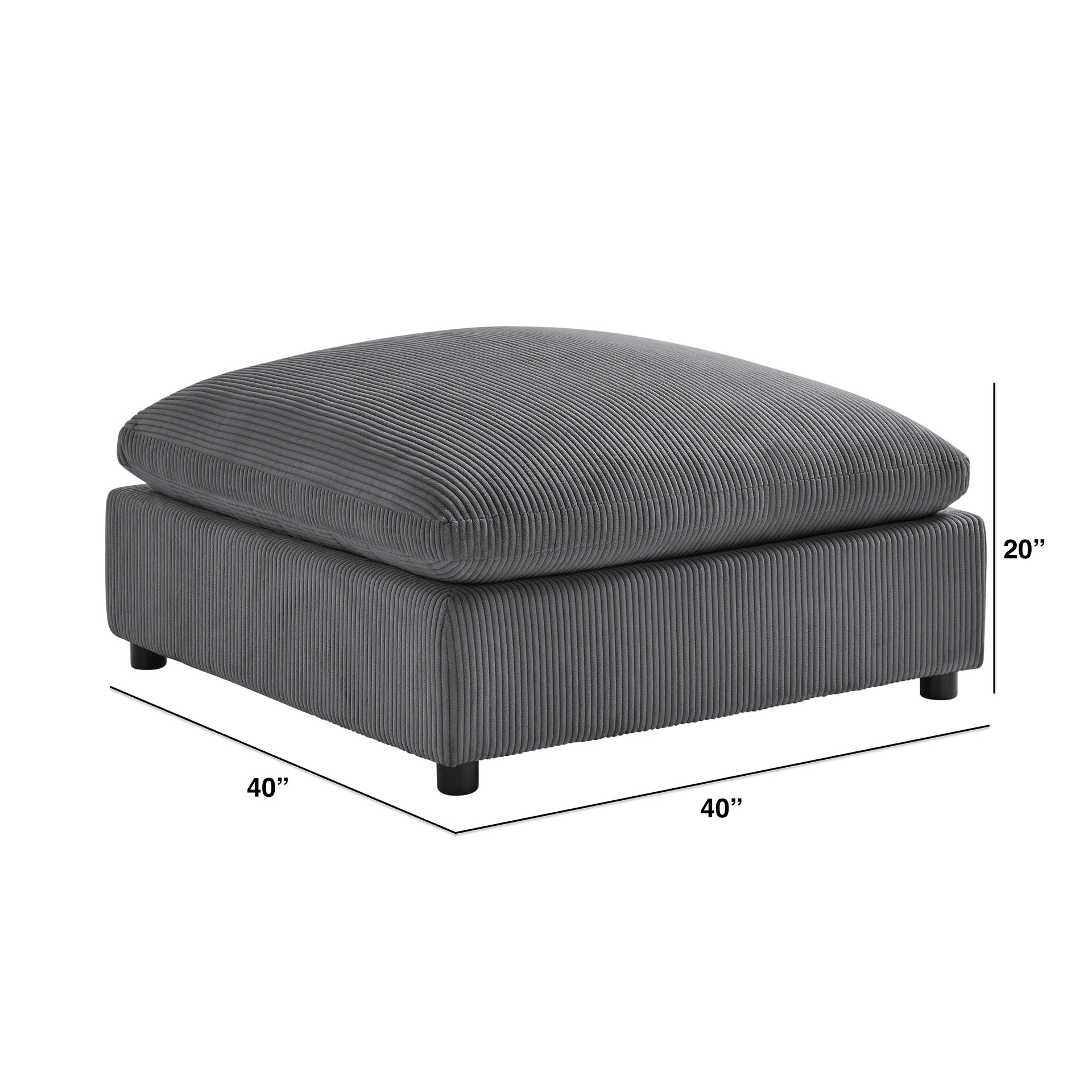 Chelsea Charcoal Corduroy Ottoman