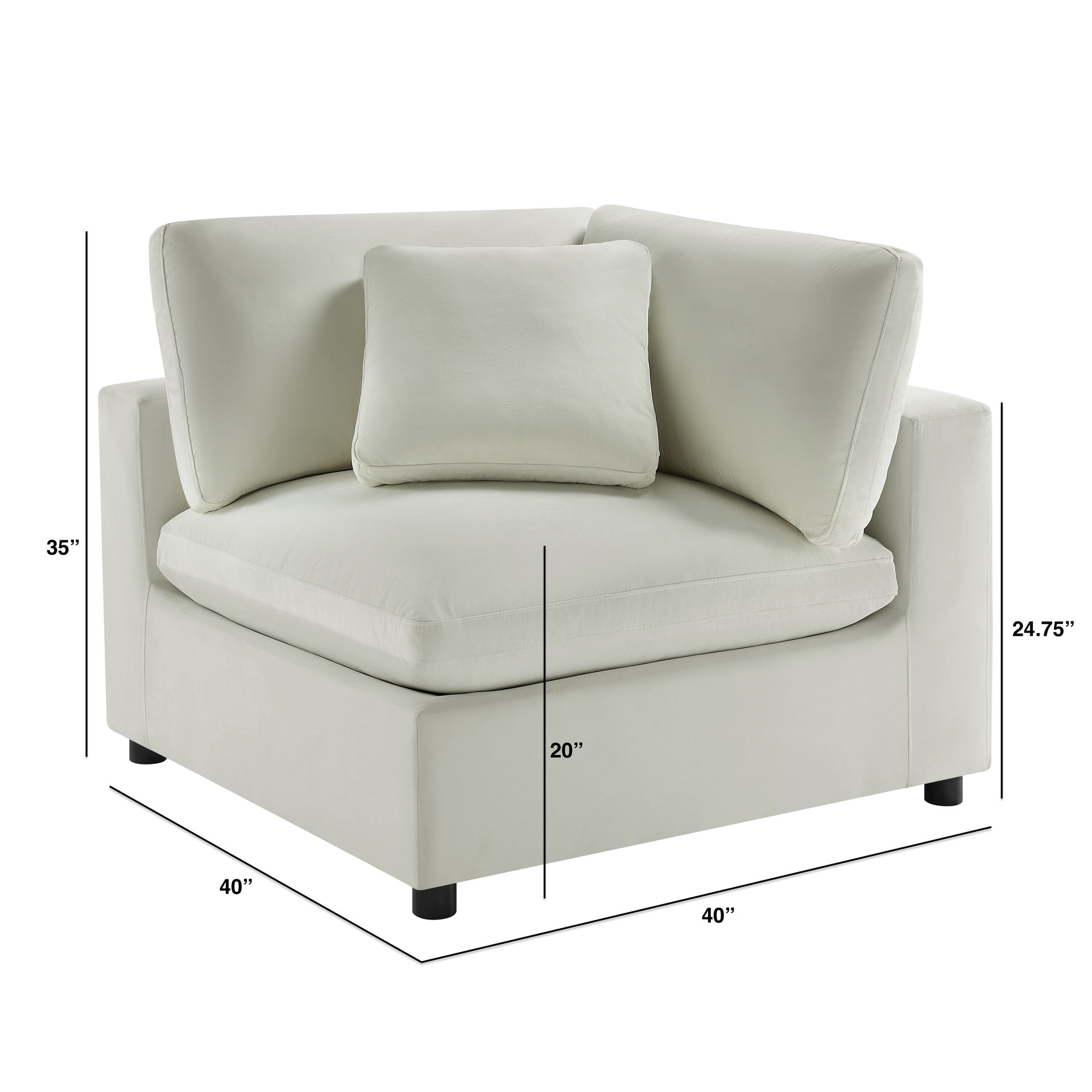 Caylie Corner Wedge Chair - Ivory