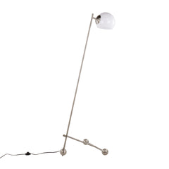Eileen Contemporary Floor Lamp in Brushed Nickel with White Plastic Shade by LumiSource