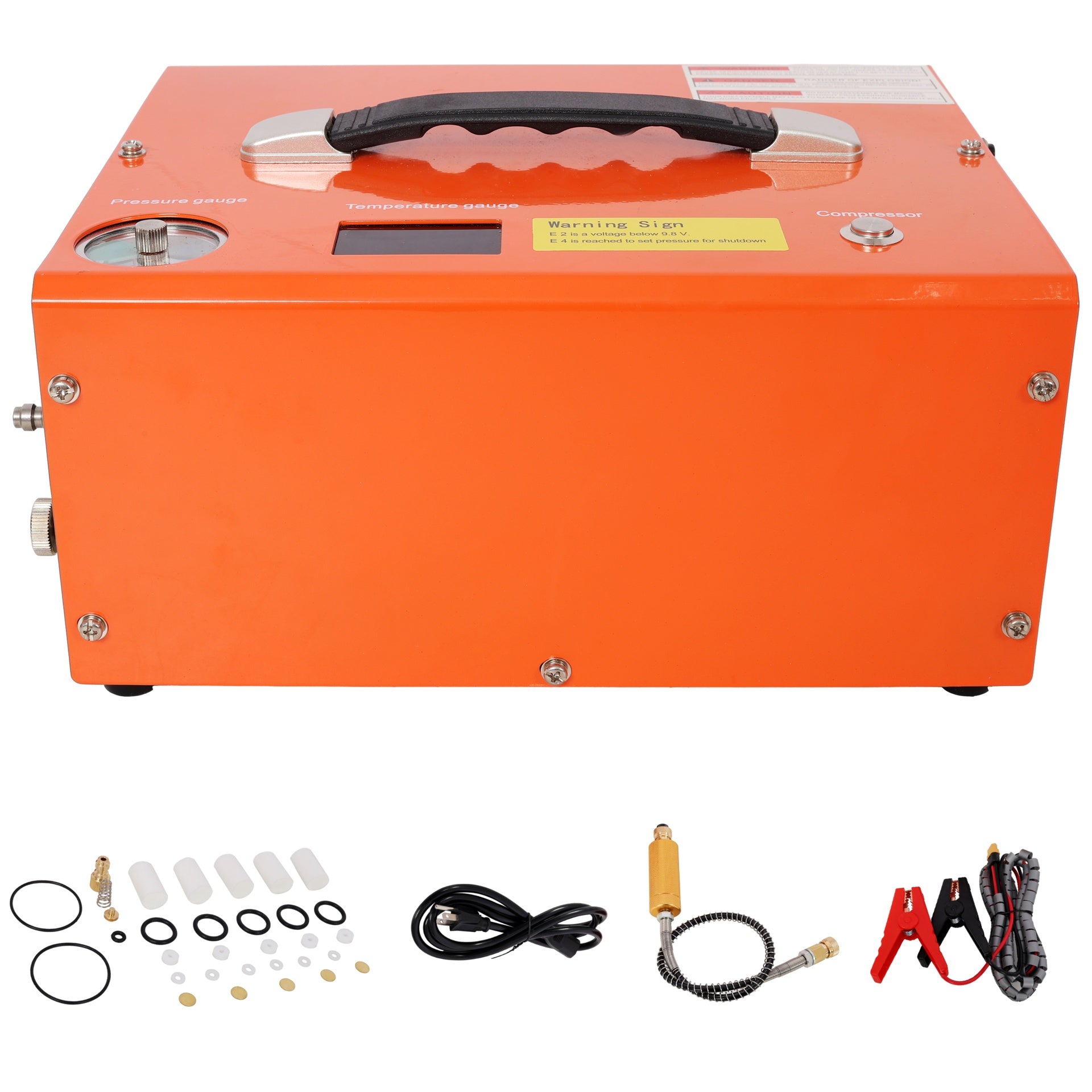 PCP Air Compressor, 4500PSI Portable PCP Airgun Compressor with Built-in Converter, Auto-Stop DC12V/AC120V Oil & Water-Free Paintball Tank Compressor Pump for Air Rifle, Diving Bottle