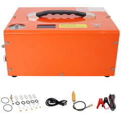 PCP Air Compressor, 4500PSI Portable PCP Airgun Compressor with Built-in Converter, Auto-Stop DC12V/AC120V Oil & Water-Free Paintball Tank Compressor Pump for Air Rifle, Diving Bottle