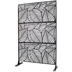 Outdoor & Indoor Privacy Screen Metal Privacy Screen 76" H×48" W, Freestanding Decorative Privacy Screen for Deck Balcony Patio, Privacy Fence Panels for Outside Lawn Garden PS111 BLACK