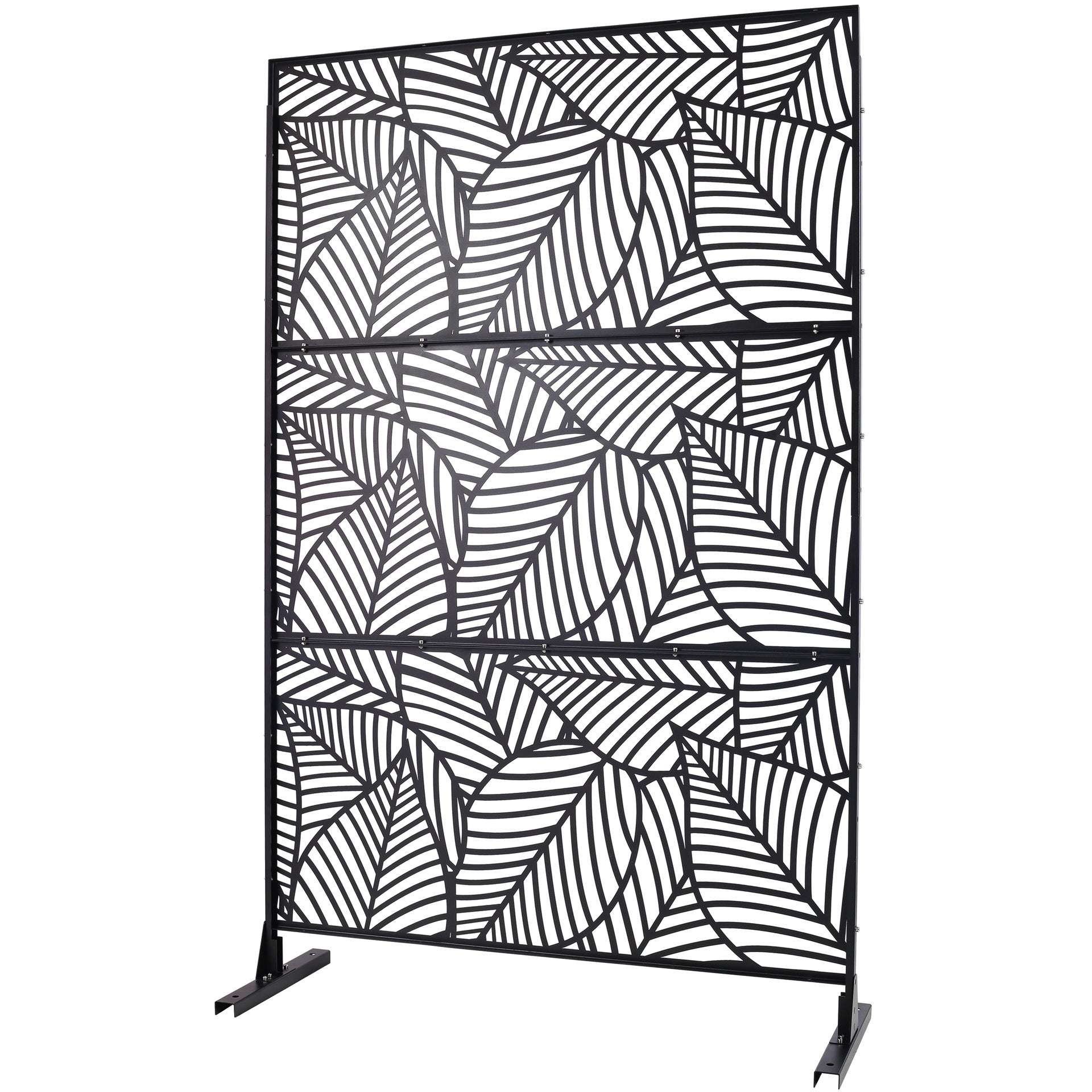 Outdoor & Indoor Privacy Screen Metal Privacy Screen 76" H×48" W, Freestanding Decorative Privacy Screen for Deck Balcony Patio, Privacy Fence Panels for Outside Lawn Garden PS111 BLACK