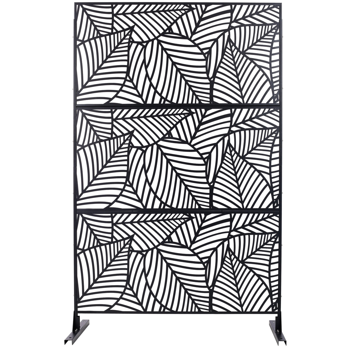 Outdoor & Indoor Privacy Screen Metal Privacy Screen 76" H×48" W, Freestanding Decorative Privacy Screen for Deck Balcony Patio, Privacy Fence Panels for Outside Lawn Garden PS111 BLACK